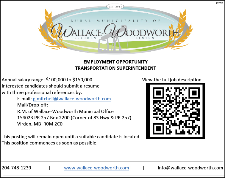 RM of Wallace-Woodworth - Transportation Superintendent 